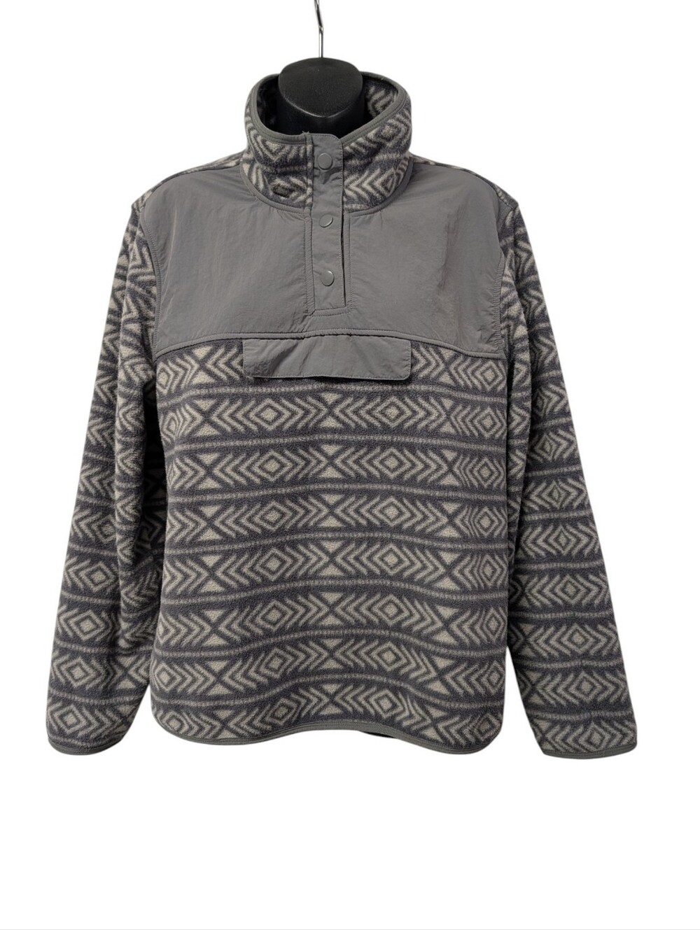 Sierra Designs Women's Size L Gray Fleece Pullover Sweatshirt 1/4 Snap High Neck